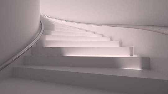 室内盘旋楼梯台阶通道过道光影移动动态视频