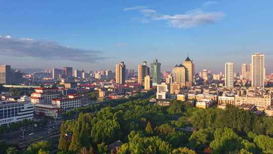 山东济南城市风景航拍全景