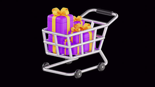 3D动画礼品购物|阿尔法频道视频素材模板下载