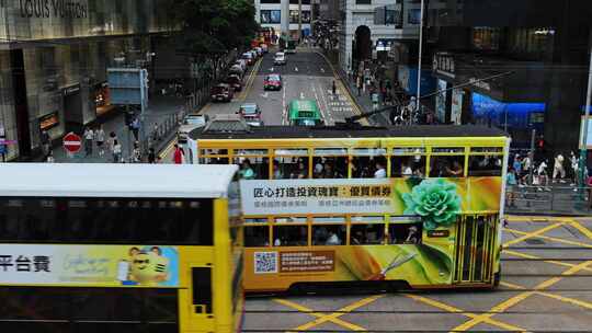 香港街头车流人流视频素材模板下载