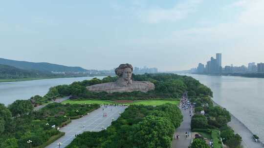 长沙橘子洲头航拍湘江橘子洲景区长沙地标