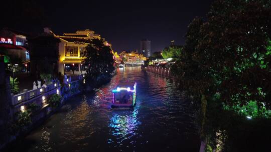 无锡南禅寺夜景南长街人流4K实拍原素材