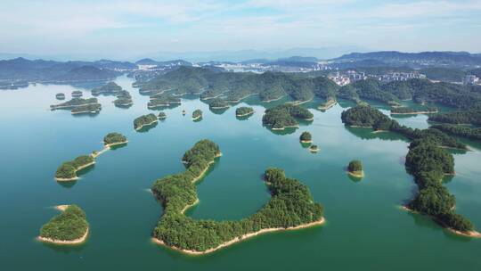 杭州淳安千岛湖黄山尖天下为公景区航拍
