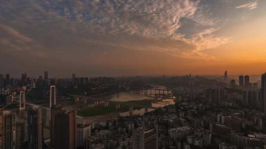 重庆长江两岸城市日转夜延时