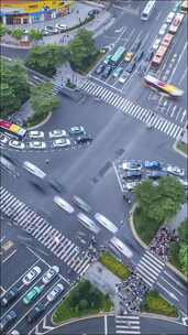 广州_十字路口_车流延时_竖屏