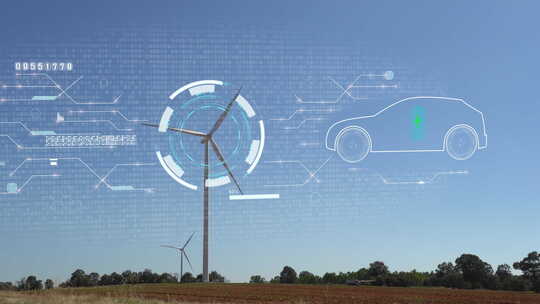 风车3d动画 涡轮机 能源视频素材模板下载