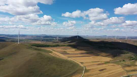 航拍秋天内蒙草原风景 秋天景色