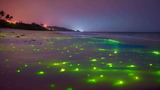 海滩夜光藻夜景