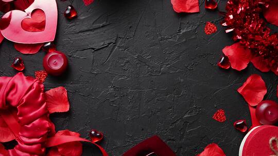 黑背景上的红玫瑰花瓣视频素材模板下载