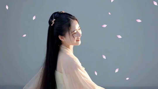 古风女子唯美落花
