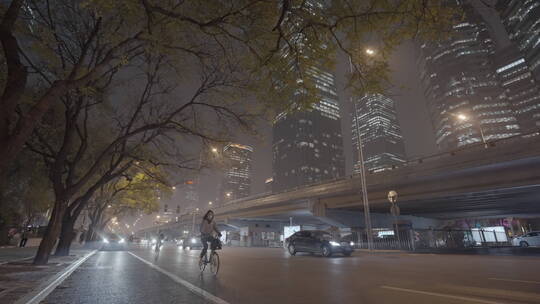 车流人流夜景 城市夜晚空镜