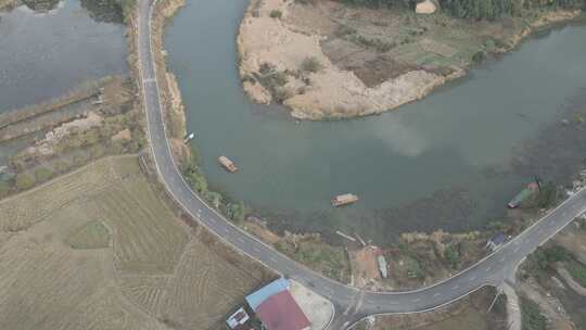 航拍衡东洣水十里画廊风景