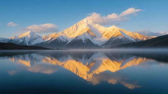 雪山湖泊自然风光全景