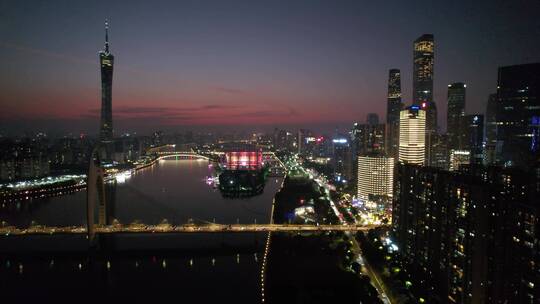 广州珠江新城猎德大桥二沙岛CBD夜景视频素材模板下载