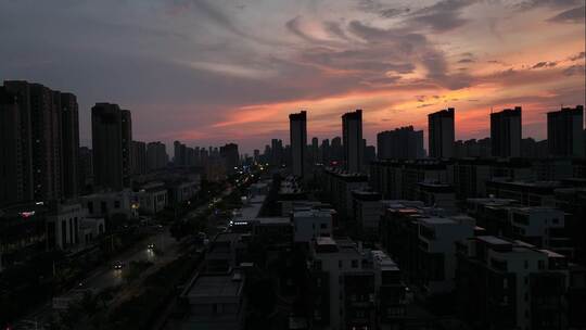 城市夜景 夕阳