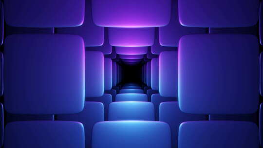 立方体瓷砖环形紫色渐变立方体隧道