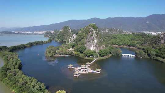 广东肇庆星湖景区七星山5A景区航拍