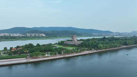 长沙橘子洲头航拍湘江橘子洲景区长沙地标