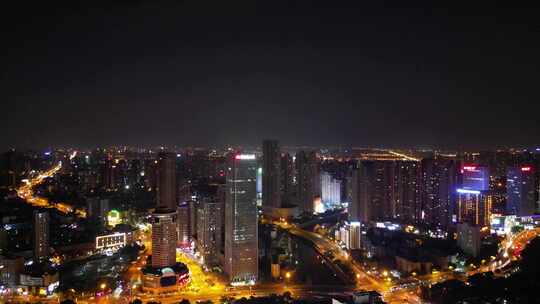 航拍安徽合肥夜景合肥老城区夜景