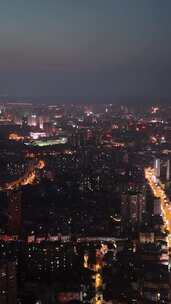 竖屏航拍四川乐山万家灯火城市夜景