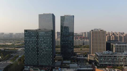 河南郑州东站商业圈高楼建筑航拍