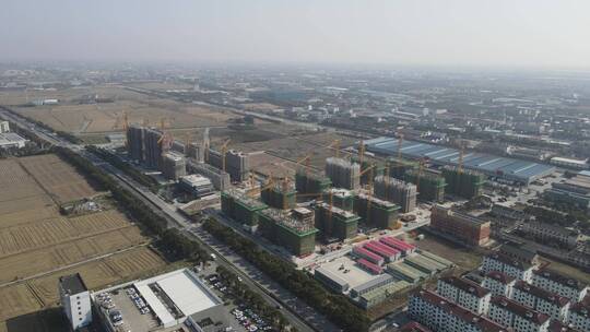 上海闵行区建筑工地4K航拍