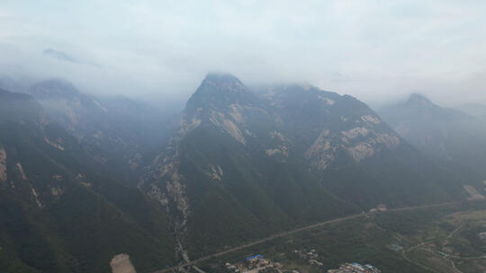 航拍西岳华山山顶云海