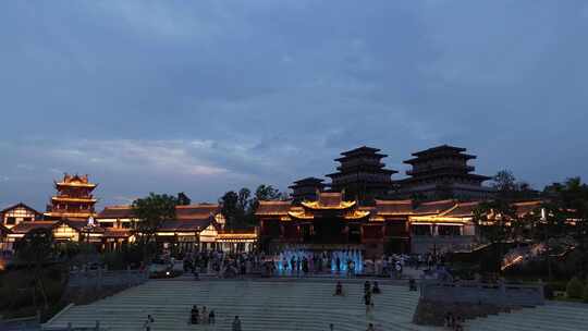 绵阳梓潼七曲山古韵建筑夜景