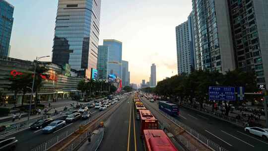 广州航拍延时车流人流地铁延时