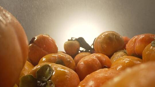 柿子树成熟火晶柿子红色挂满枝头镜头合集视频素材模板下载