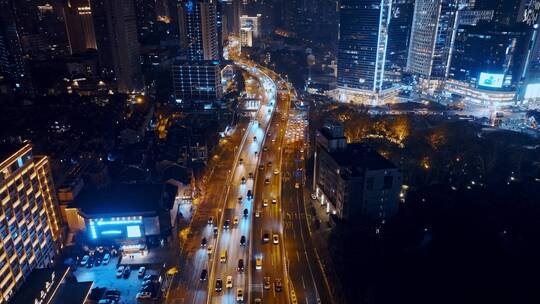 延安高架夜景航拍视频素材模板下载