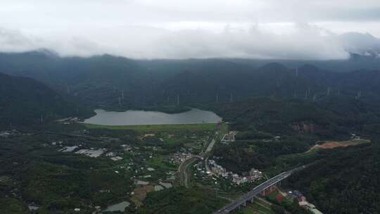 航拍广东省东莞市清溪镇城市风光