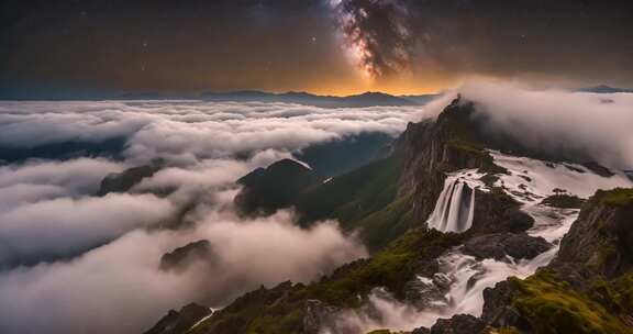 高山云海星空壮美景观