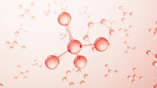 粉色旋转的分子结构3D渲染
