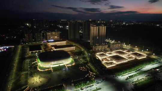 广西玉林博白新体育馆 学青会夜景航拍