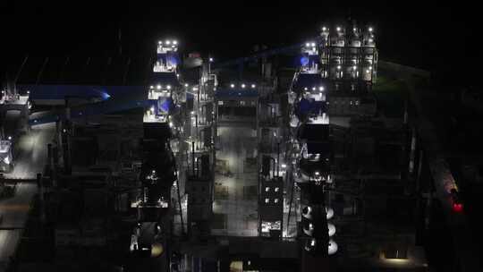 水泥厂化工厂工业区夜景航拍视频素材模板下载