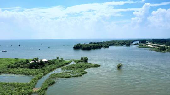 湖南洞庭湖风光带岳阳楼风景区航拍