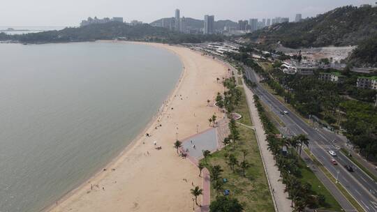 航拍大海沙滩海浪浪花