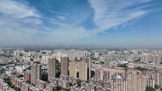 河北省邢台市蓝天下的城市航拍