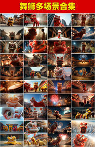 新年庆典舞狮醒狮中国风非遗传统民间艺术高清在线视频素材下载