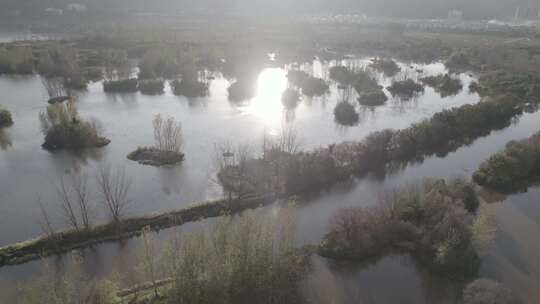 西昌邛海湿地公园航拍空镜素材