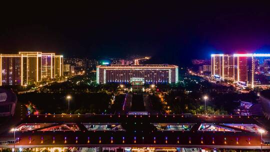 济南市政府夜景延时摄影航拍