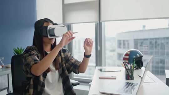 VR，耳机，办公室，女人