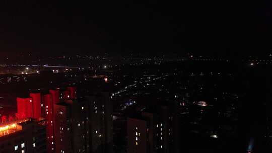 航拍 城市夜景 烟花 城市烟花 春节 夜晚