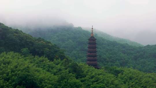 宁波天童寺航拍，寺庙航拍