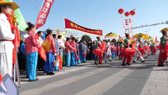 扭秧歌社火表演视频素材模板下载