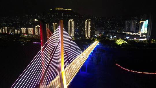 【合集】重庆云阳长江大桥城市夜景航拍