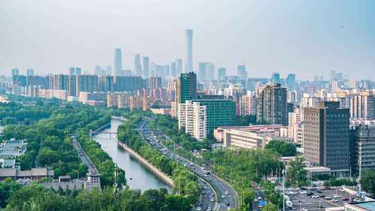 中国北京国贸CBD城市建筑群风光延时