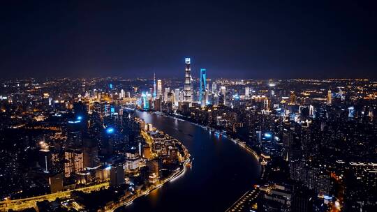 陆家嘴夜景延时全景