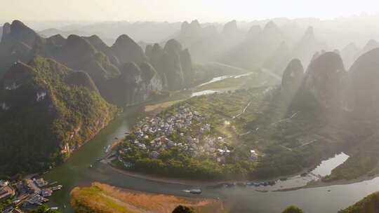 桂林自然山水日落